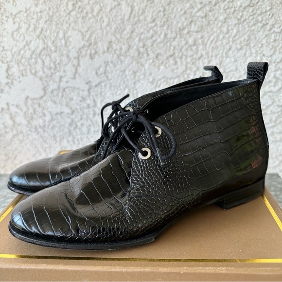 Rag & Bone  Audrey black croco eather desert boot womens 8 - Picture 1 of 13